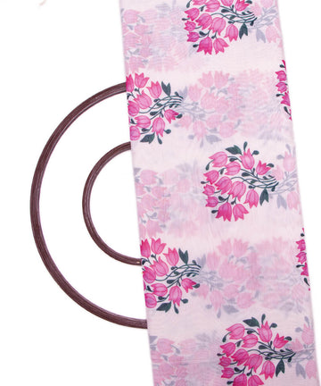 White Colour Floral Print Chanderi Silk Fabric
